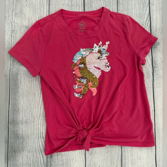 Wonder Nation Pink Sequin Tie Front Polo Tee/size S - Picture 1 of 6